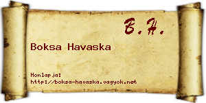 Boksa Havaska névjegykártya